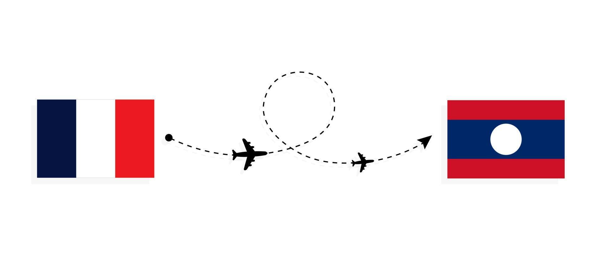 vuelo y viaje de francia a laos por concepto de viaje en avión de pasajeros vector