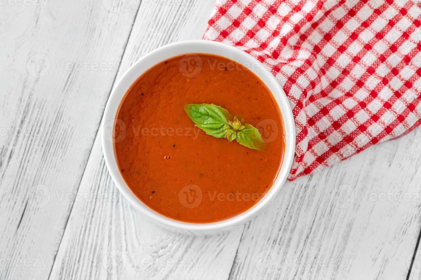 Bowl of tomato cream soup photo