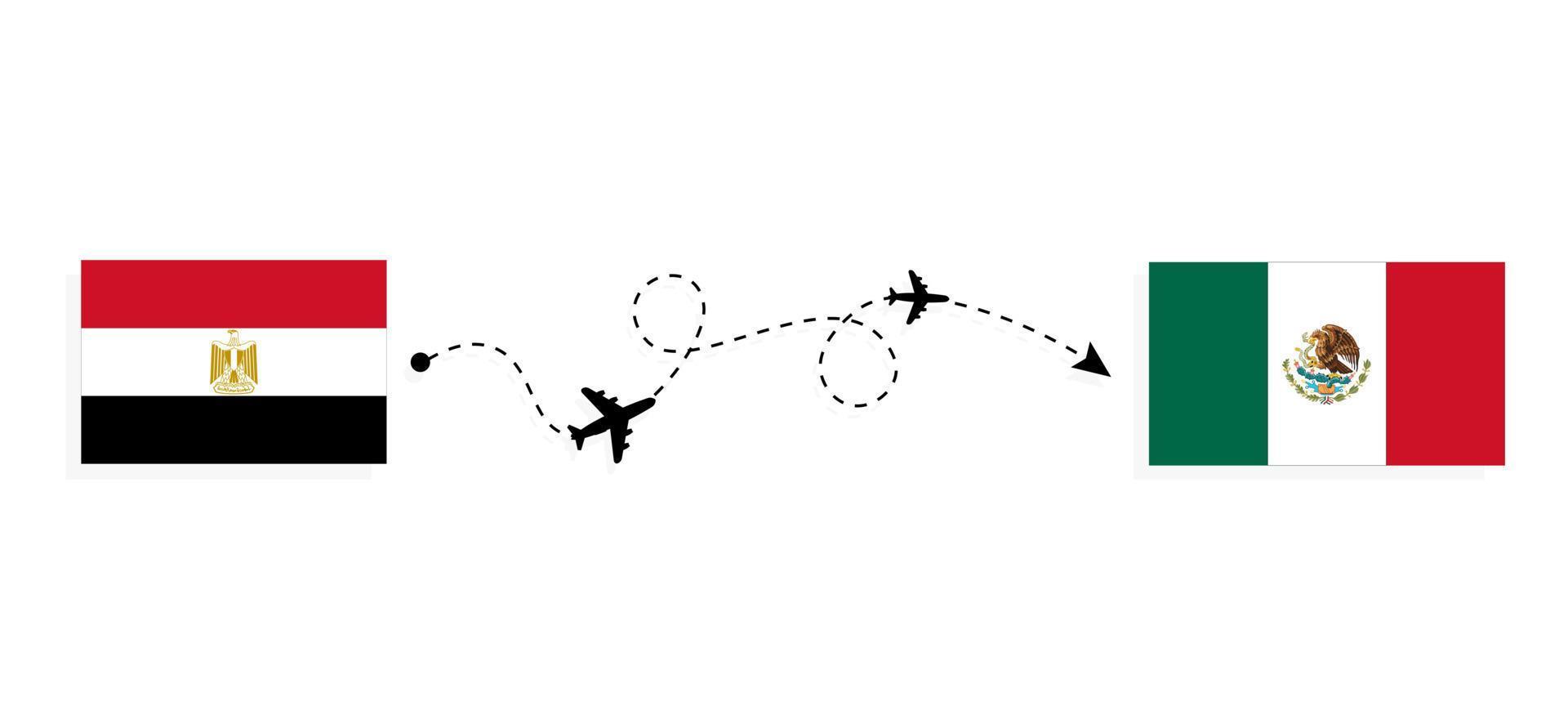 vuelo y viaje de egipto a méxico por concepto de viaje en avión de pasajeros vector