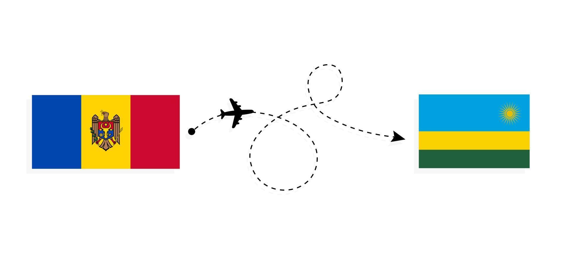 Flight and travel from Moldova to Rwanda by passenger airplane Travel concept vector
