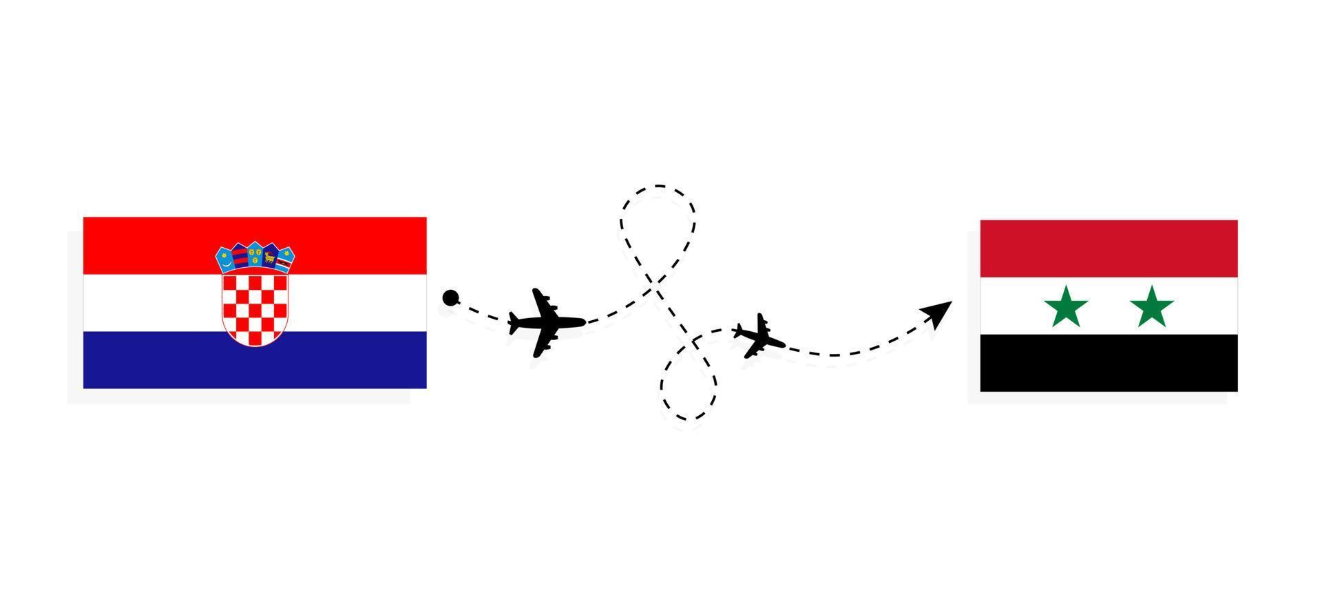 Flight and travel from Croatia to Syria by passenger airplane Travel concept vector
