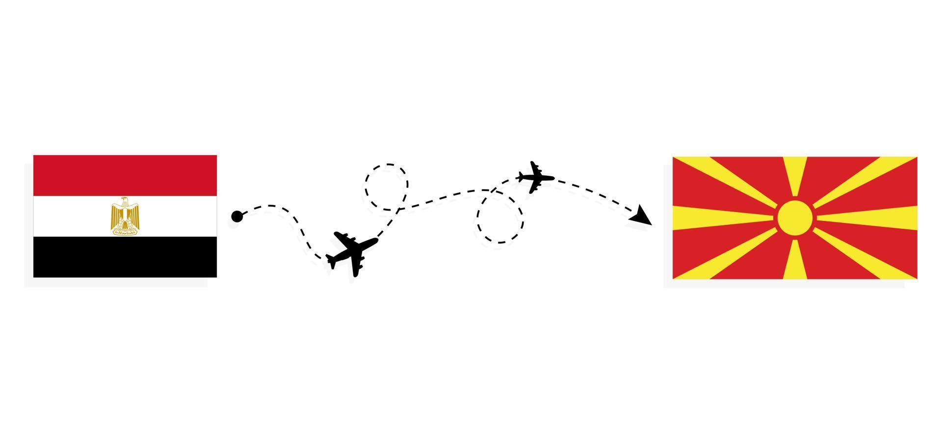 Flight and travel from Egypt to Macedonia by passenger airplane Travel concept vector