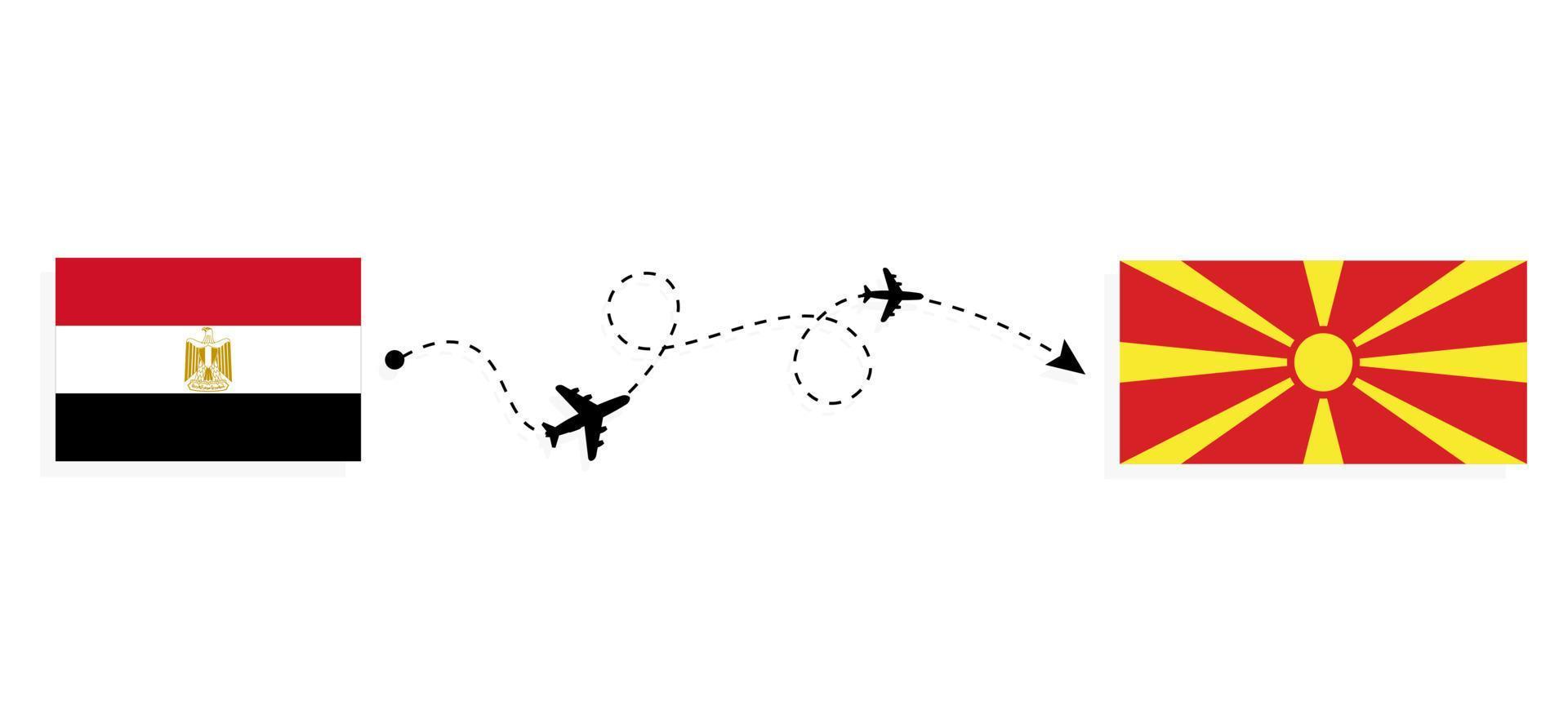 vuelo y viaje de egipto a macedonia por concepto de viaje en avión de pasajeros vector