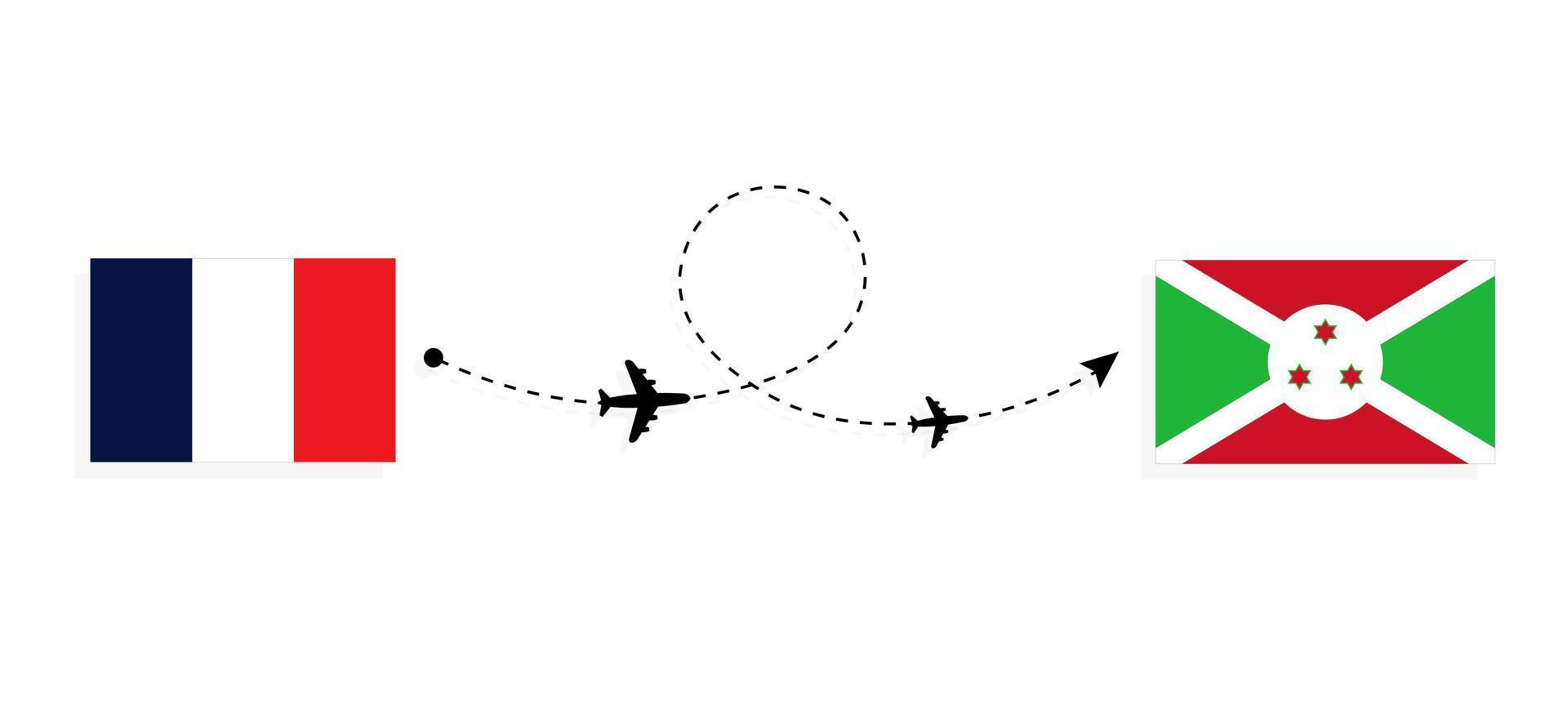 Flight and travel from France to Burundi by passenger airplane Travel concept vector