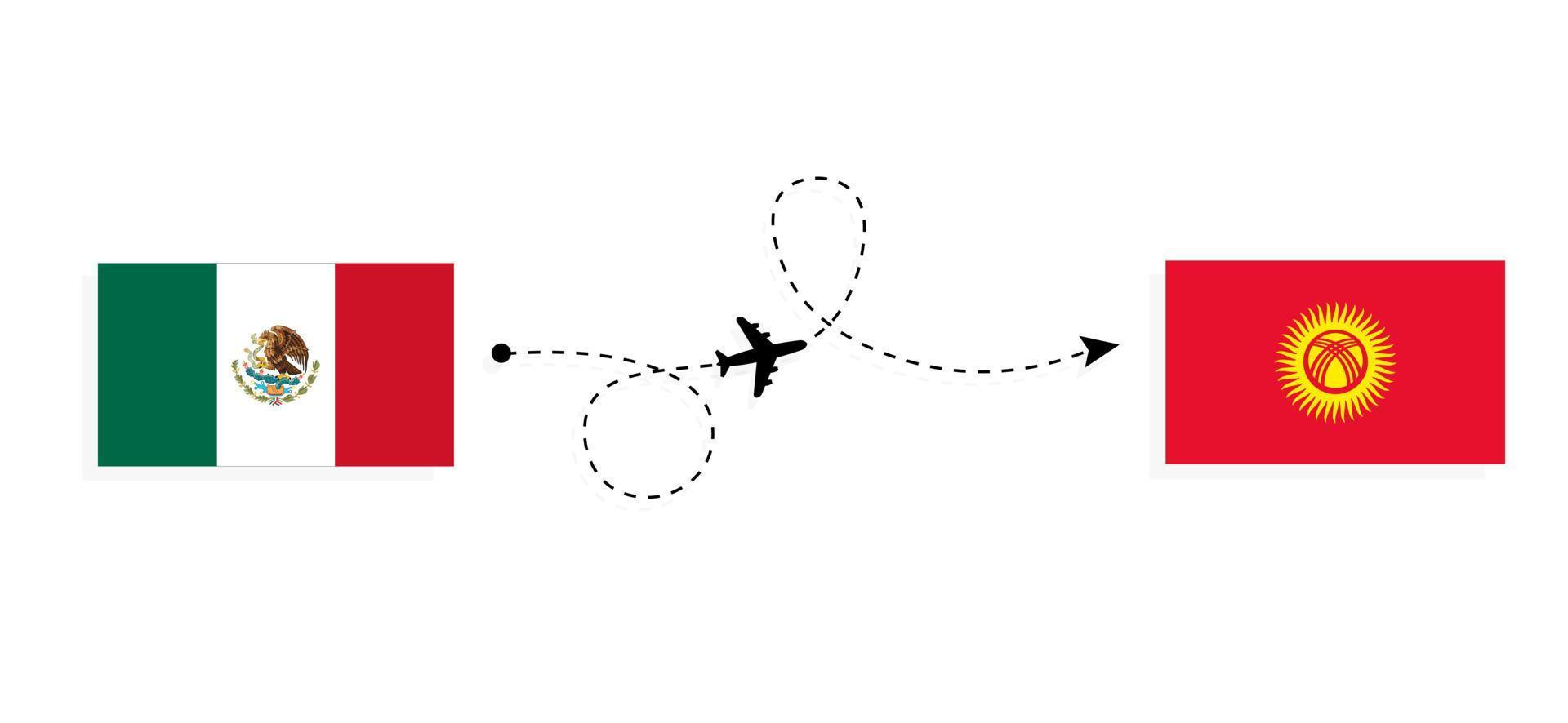 vuelo y viaje de méxico a kirguistán por concepto de viaje en avión de pasajeros vector