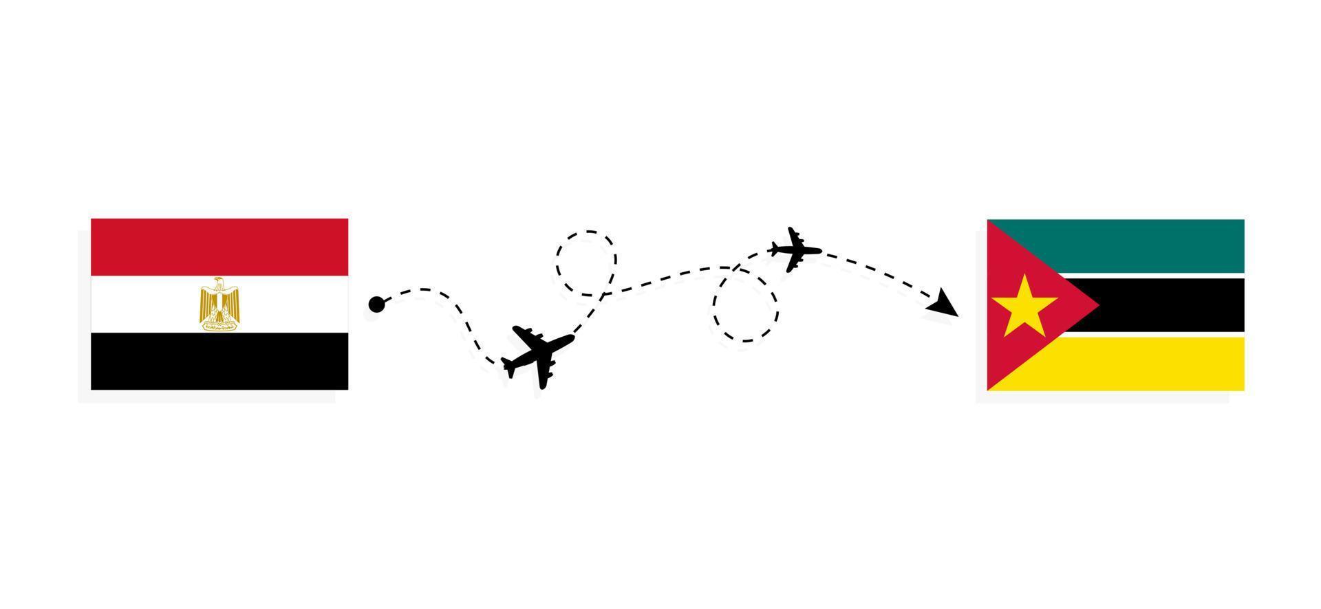 vuelo y viaje de egipto a mozambique por concepto de viaje en avión de pasajeros vector
