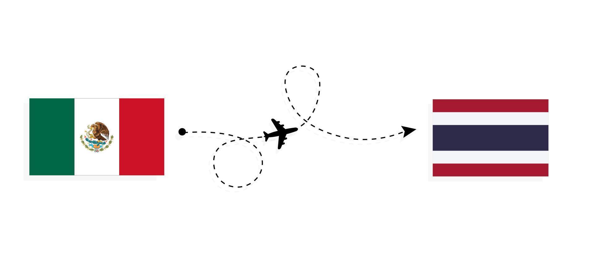 vuelo y viaje de méxico a tailandia por concepto de viaje en avión de pasajeros vector