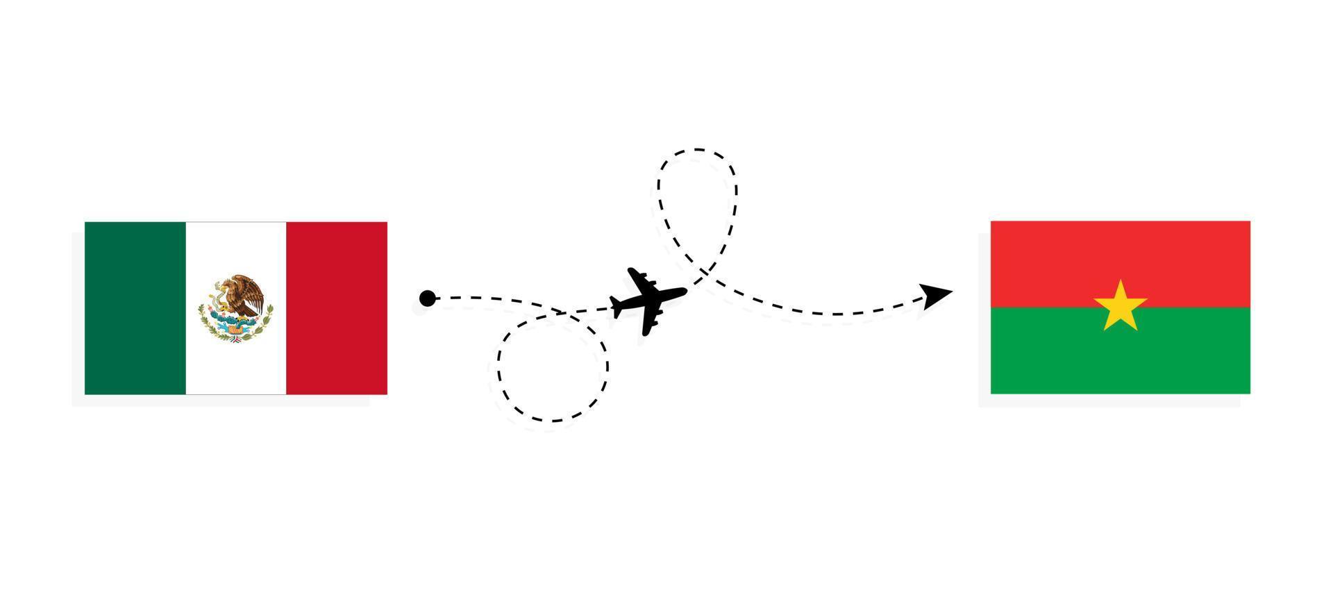 vuelo y viaje de méxico a burkina faso por concepto de viaje en avión de pasajeros vector