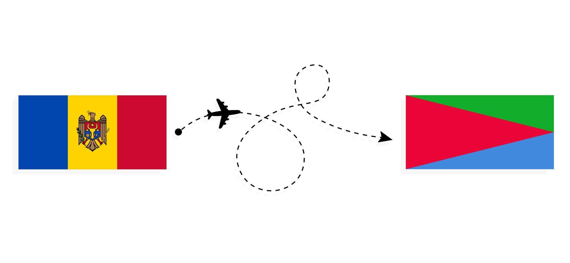 Flight and travel from Moldova to Eritrea by passenger airplane Travel concept vector