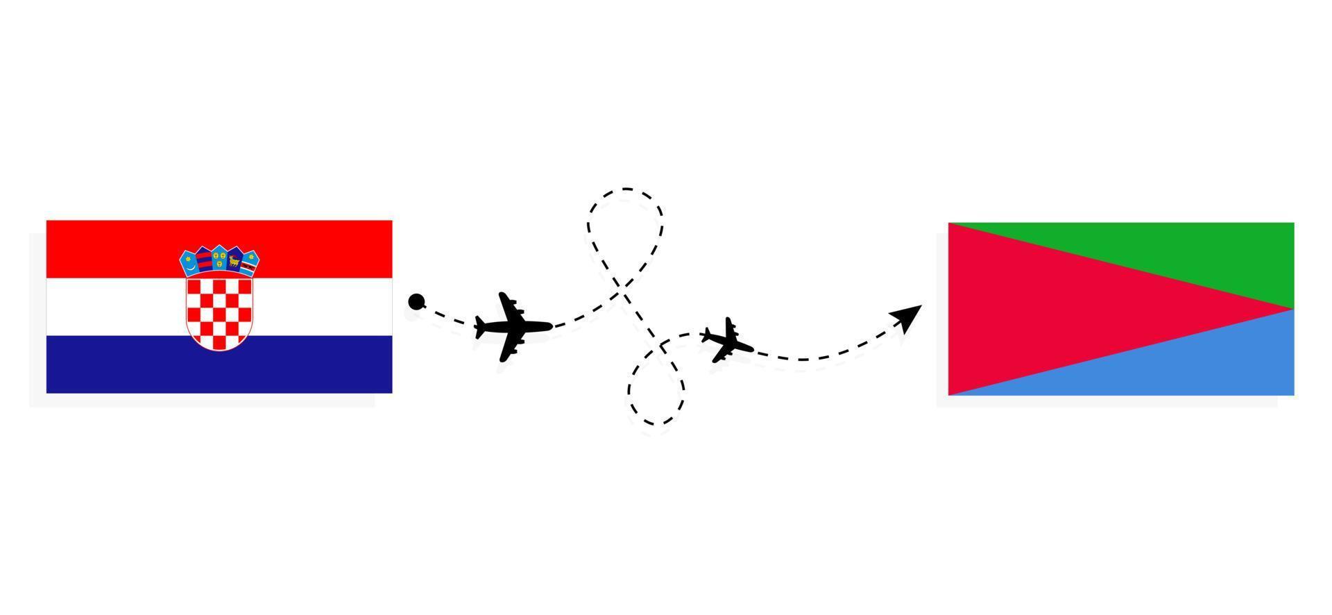 Flight and travel from Croatia to Eritrea by passenger airplane Travel concept vector