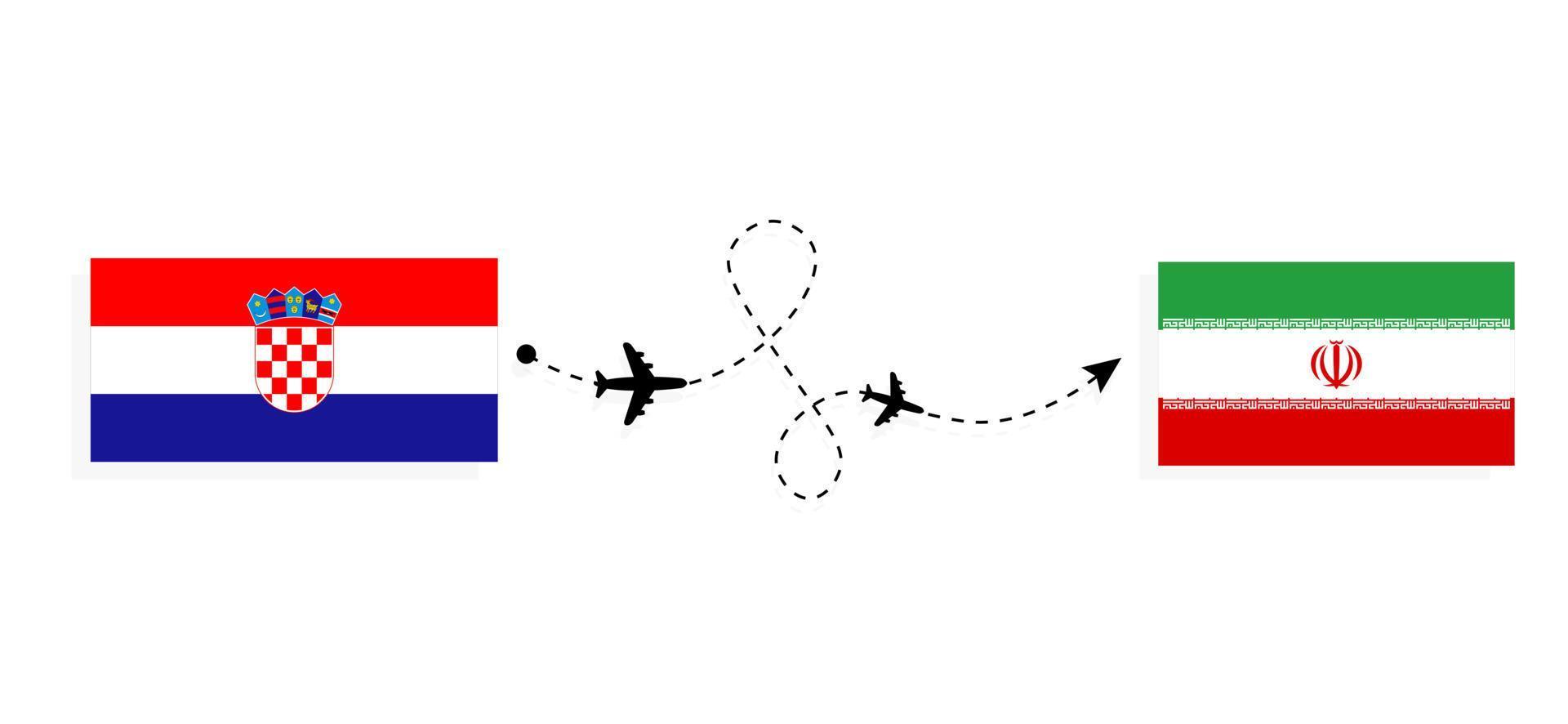 vuelo y viaje de croacia a irán por concepto de viaje en avión de pasajeros vector