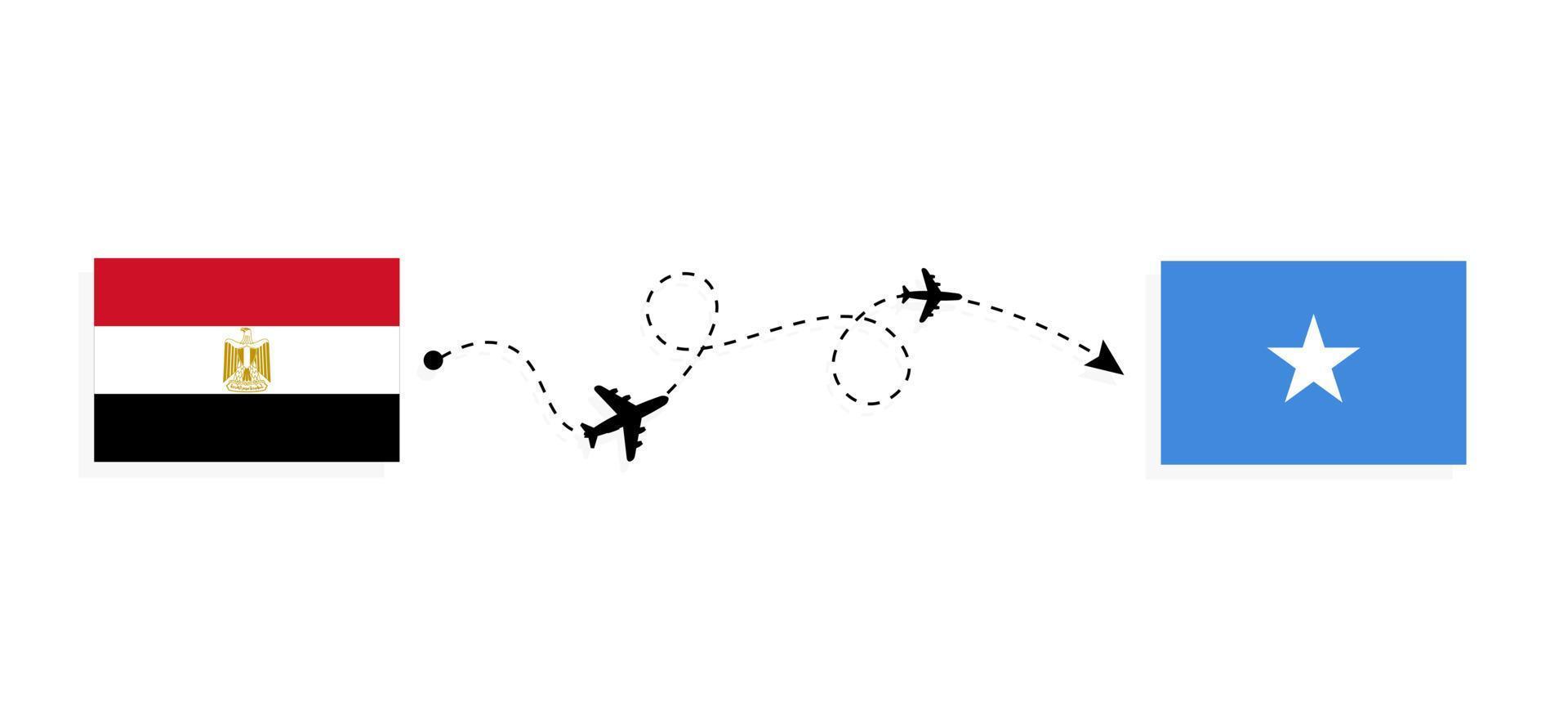 Flight and travel from Egypt to Somalia by passenger airplane Travel concept vector