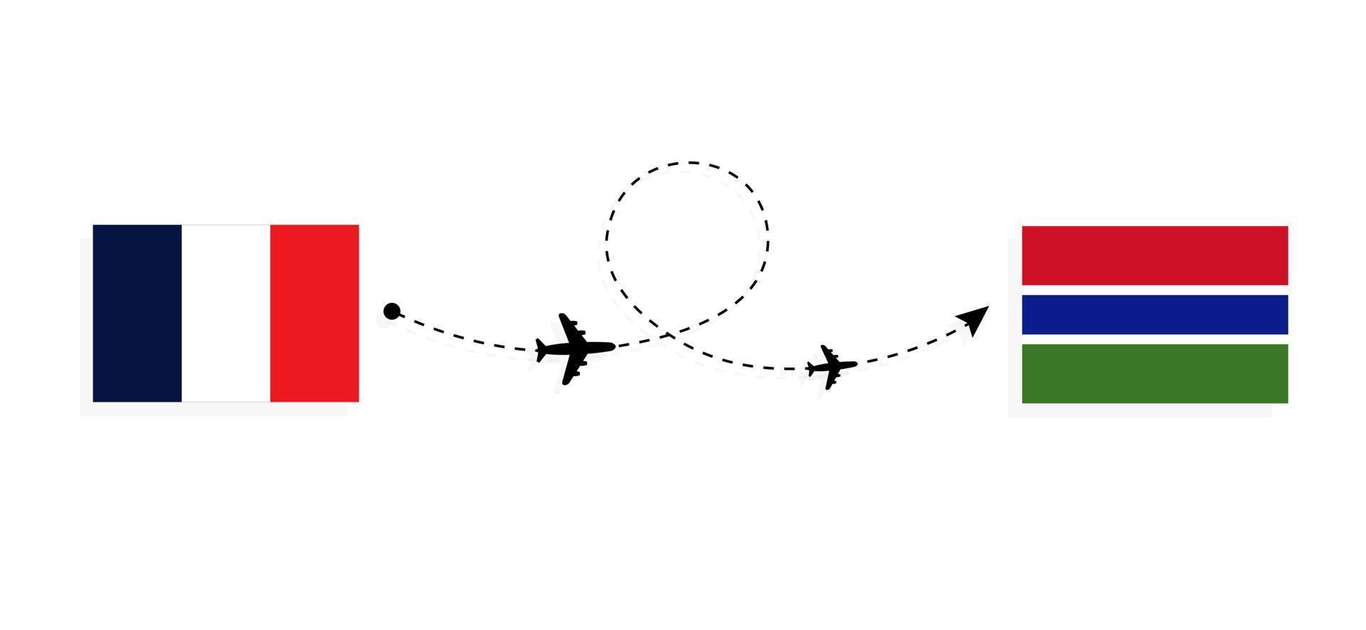 vuelo y viaje de francia a gambia por concepto de viaje en avión de pasajeros vector