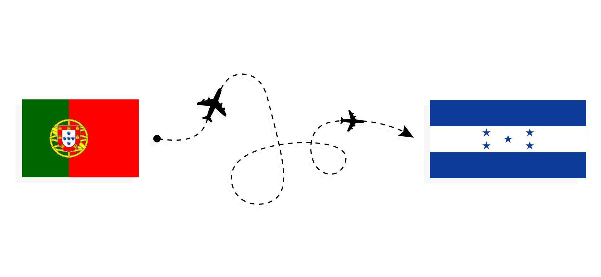 vuelo y viaje de portugal a honduras por concepto de viaje en avión de pasajeros vector