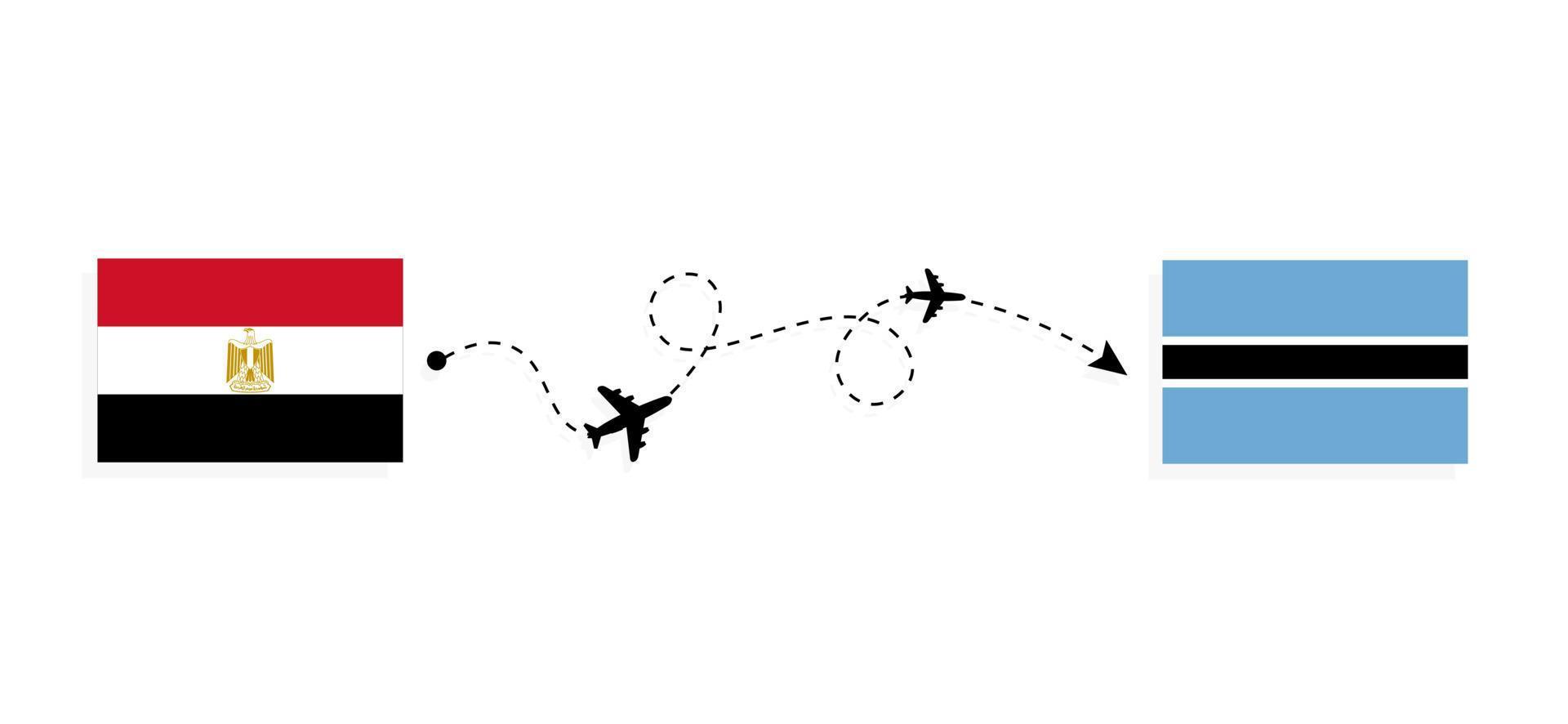 vuelo y viaje de egipto a botswana por concepto de viaje en avión de pasajeros vector