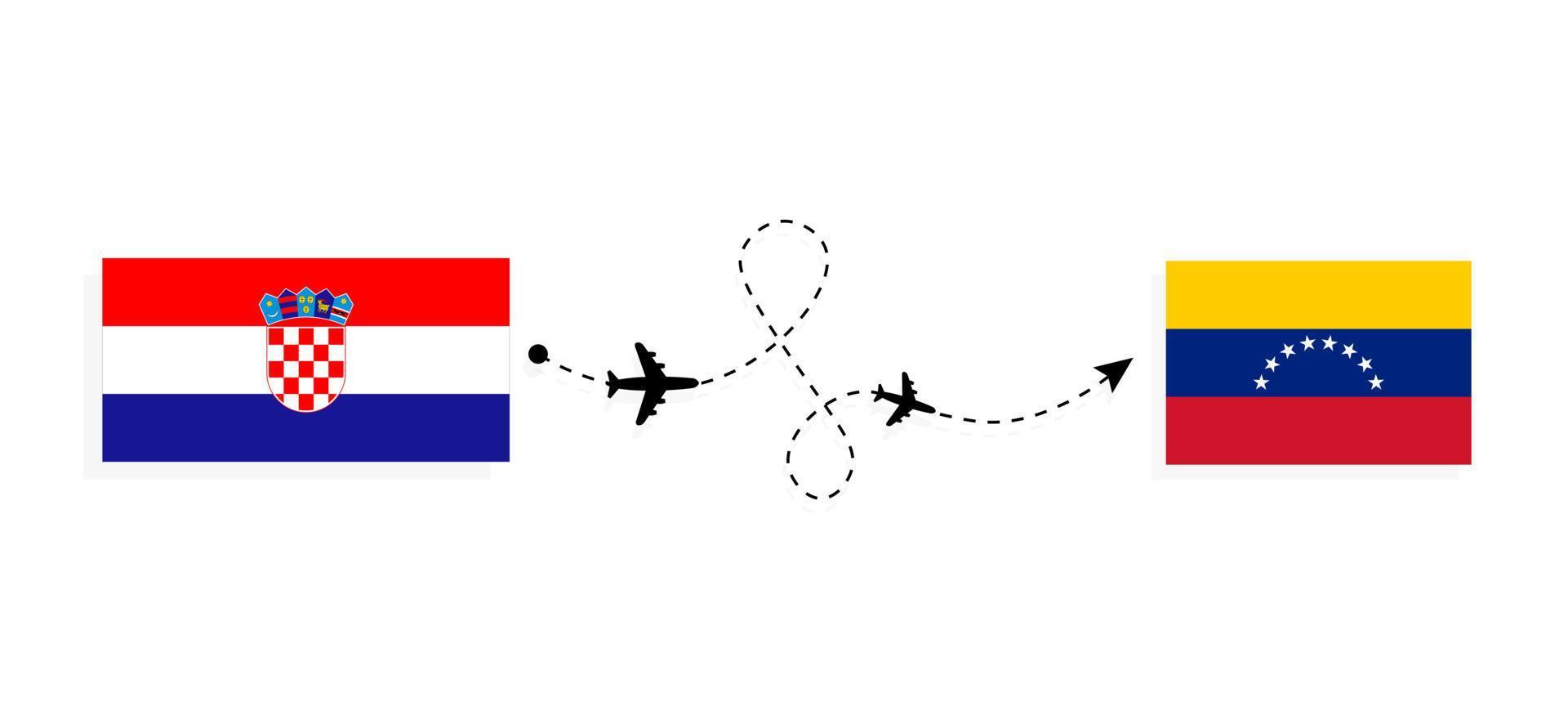 Flight and travel from Croatia to Venezuela by passenger airplane Travel concept vector