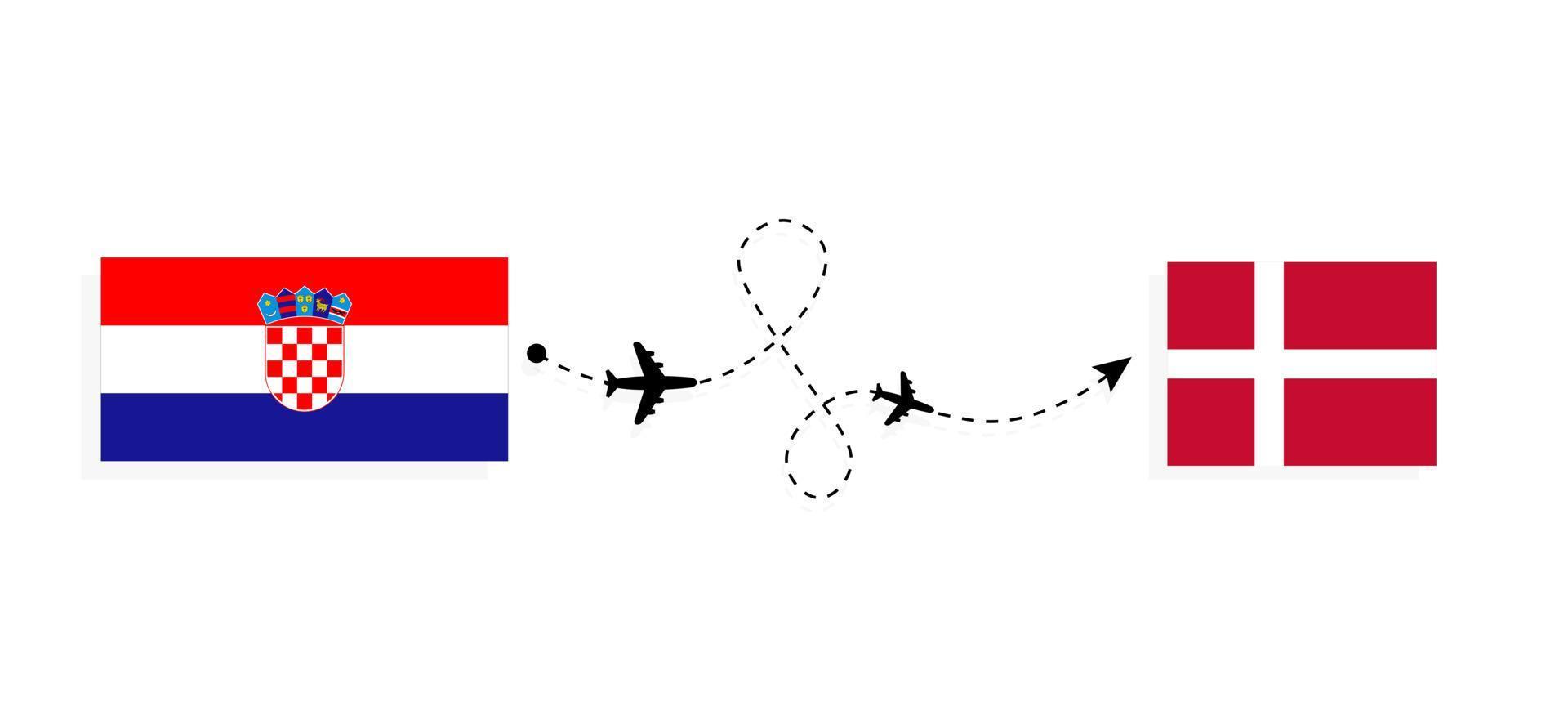 vuelo y viaje de croacia a dinamarca por concepto de viaje en avión de pasajeros vector