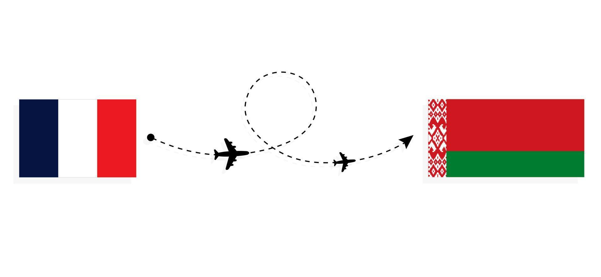 vuelo y viaje de francia a bielorrusia por concepto de viaje en avión de pasajeros vector