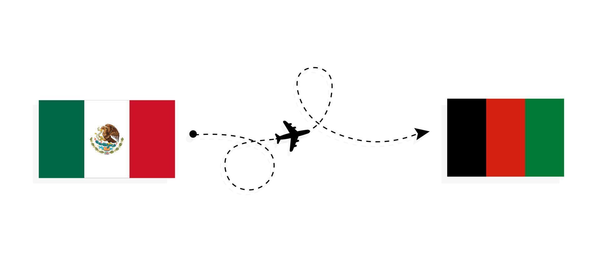 vuelo y viaje de méxico a afganistán por concepto de viaje en avión de pasajeros vector