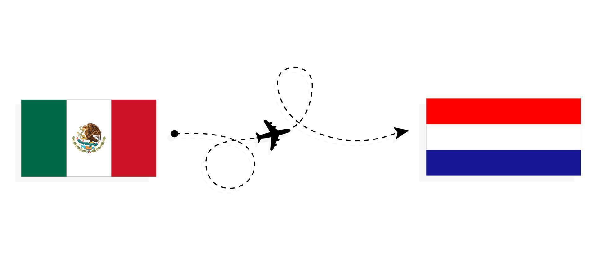 Flight and travel from Mexico to Croatia by passenger airplane Travel concept vector
