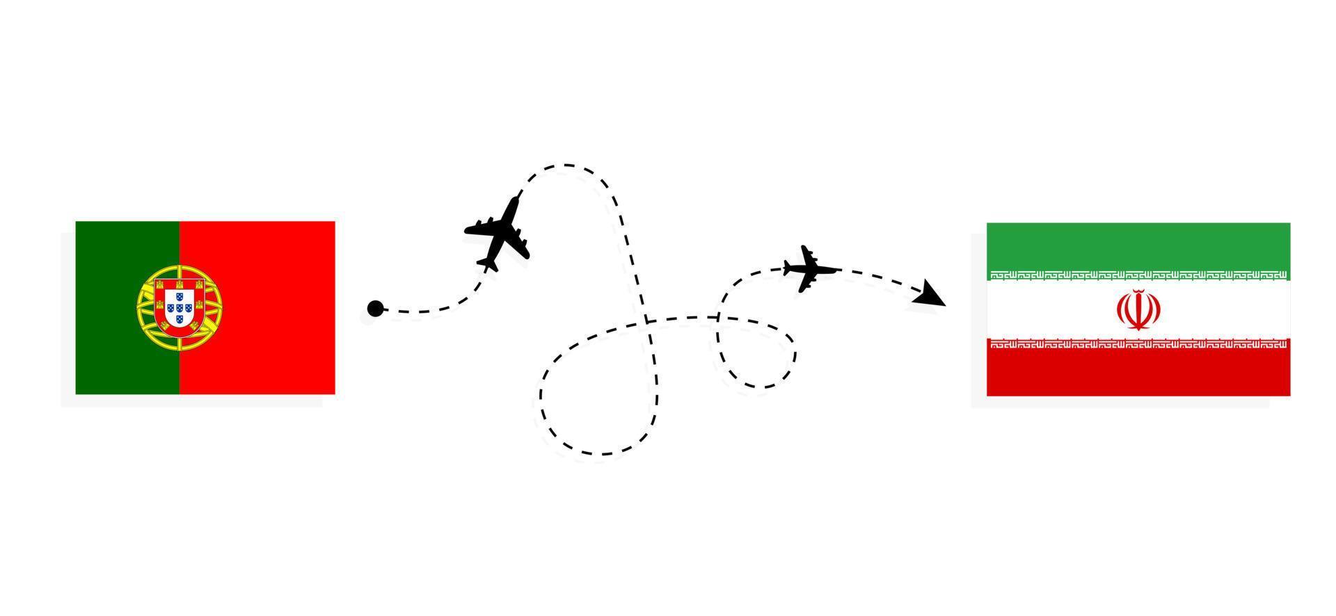 vuelo y viaje de portugal a irán por concepto de viaje en avión de pasajeros vector