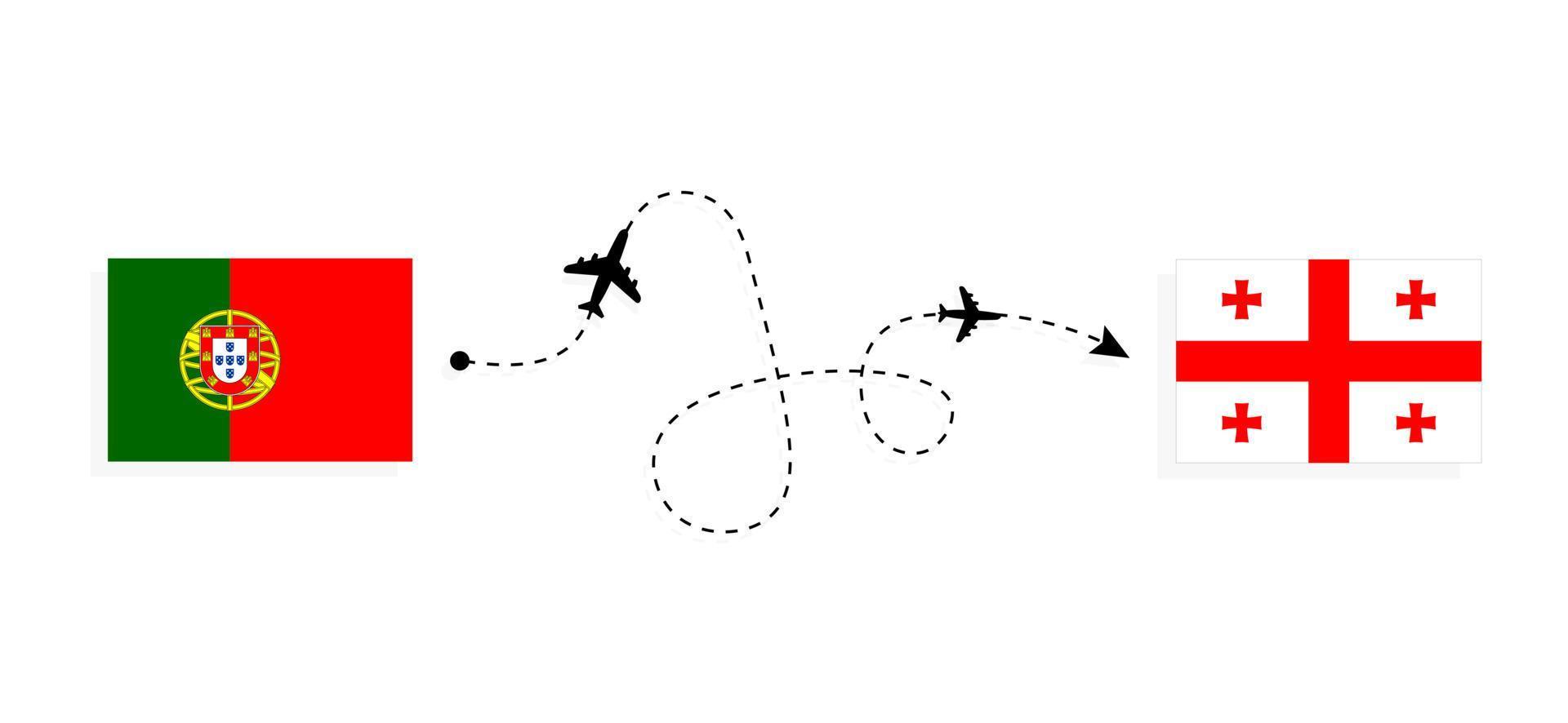 vuelo y viaje de portugal a georgia por concepto de viaje en avión de pasajeros vector