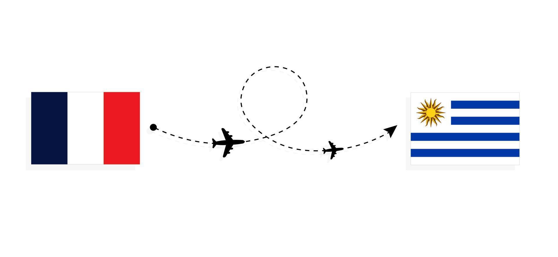 vuelo y viaje de francia a uruguay por concepto de viaje en avión de pasajeros vector