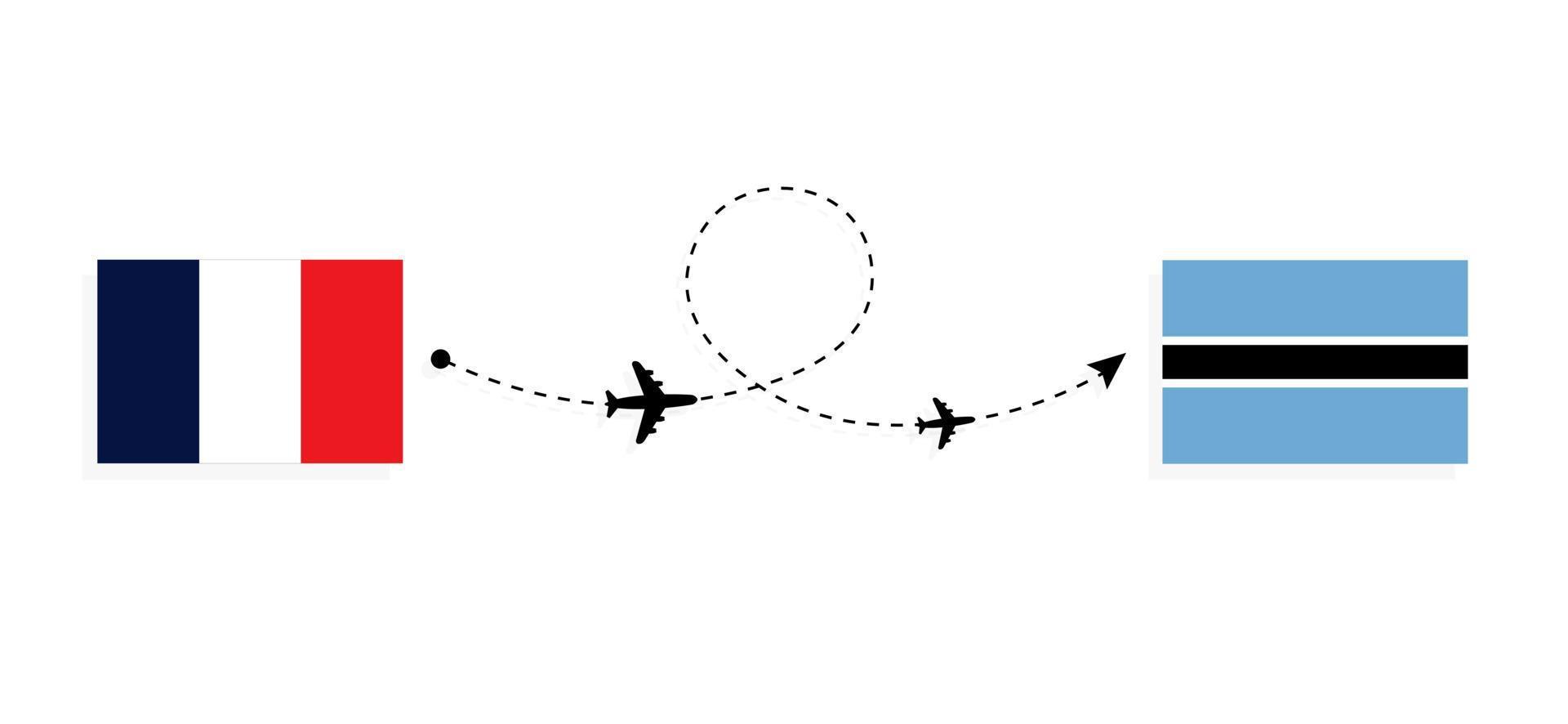 Flight and travel from France to Botswana by passenger airplane Travel concept vector