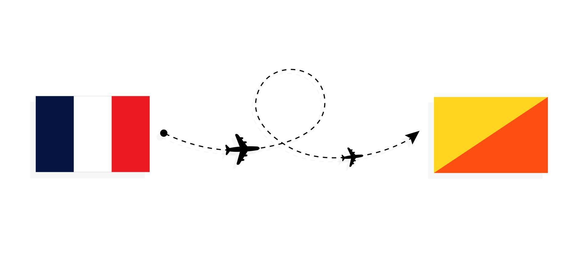 vuelo y viaje de francia a bután por concepto de viaje en avión de pasajeros vector