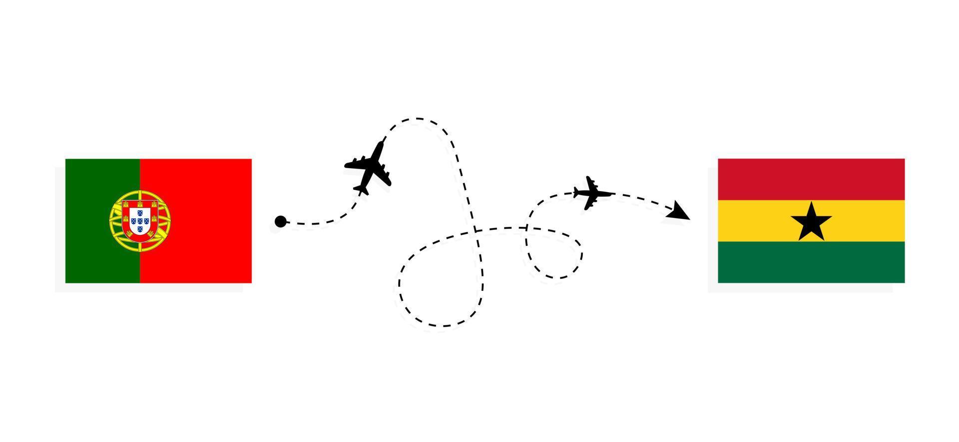 vuelo y viaje de portugal a ghana por concepto de viaje en avión de pasajeros vector