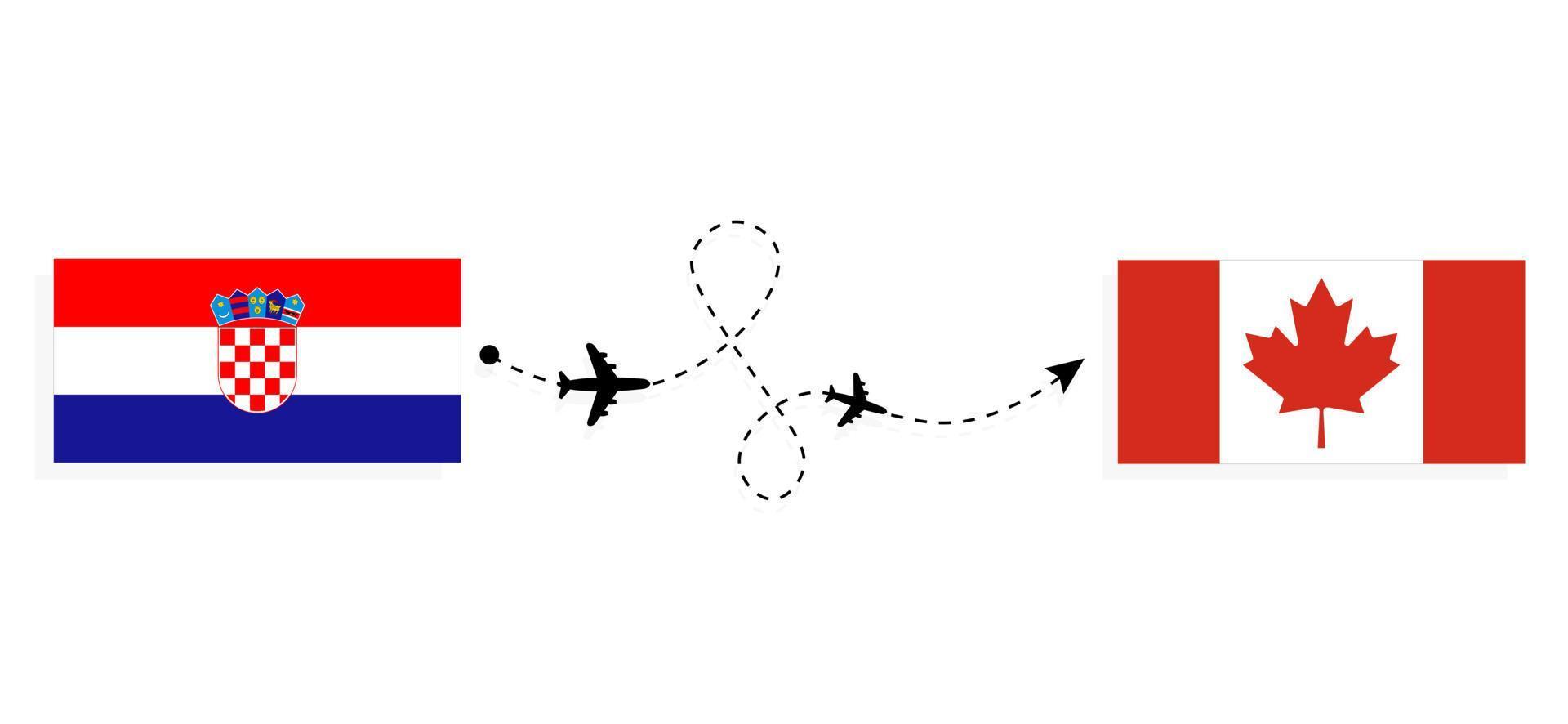 Flight and travel from Croatia to Canada by passenger airplane Travel concept vector