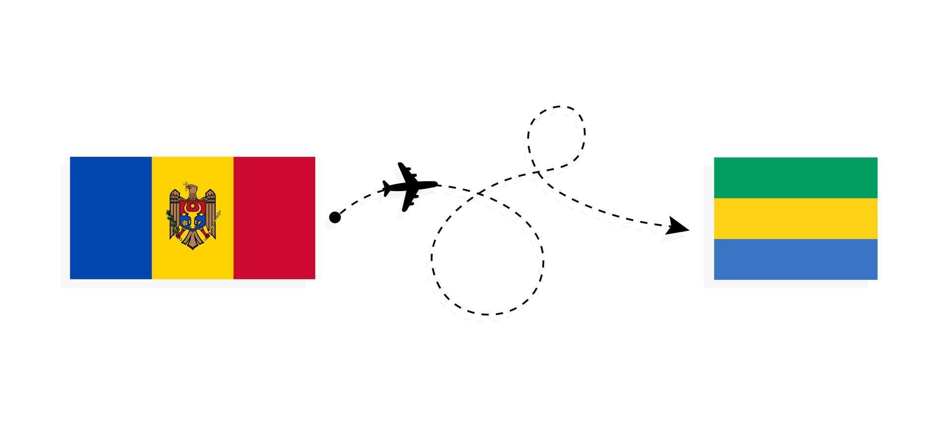 Flight and travel from Moldova to Gabon by passenger airplane Travel concept vector
