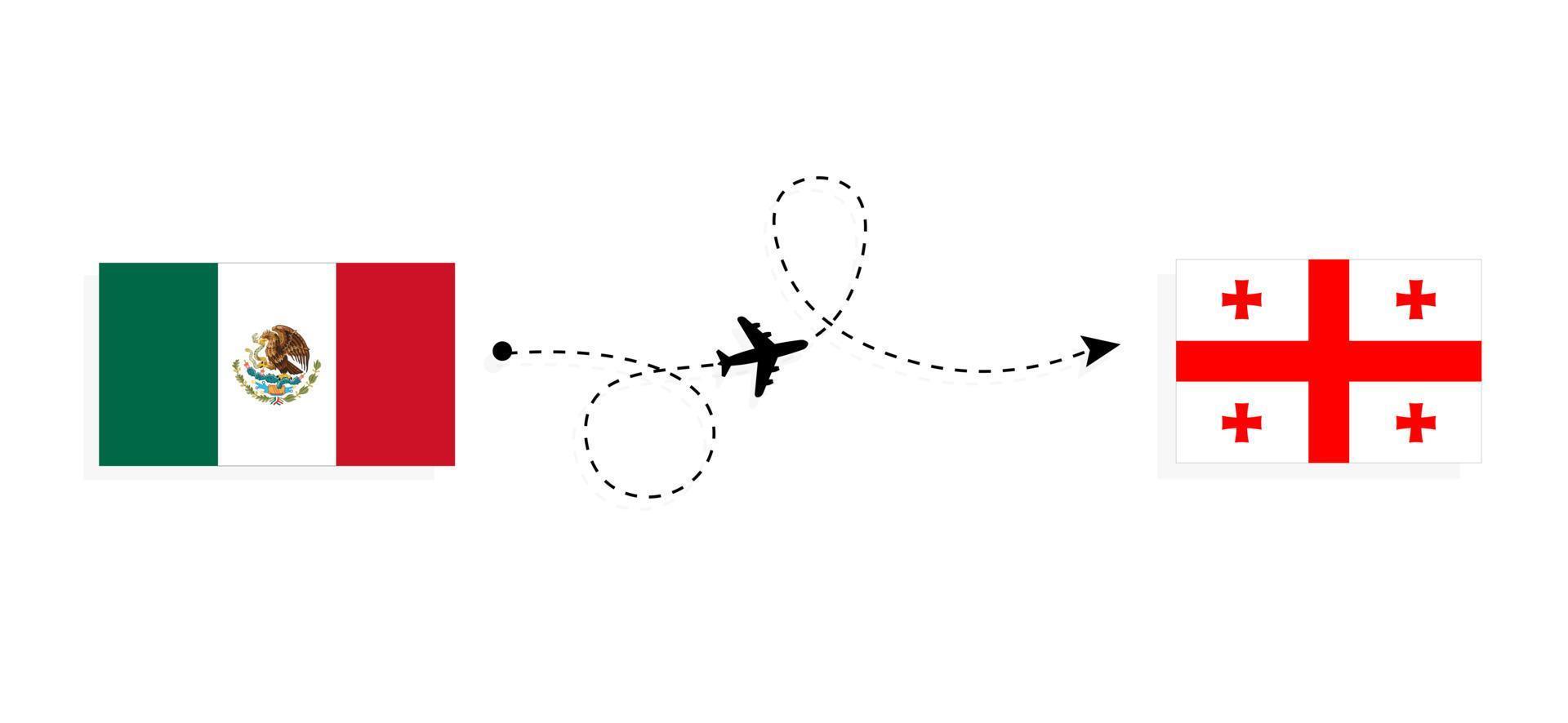 Flight and travel from Mexico to Georgia by passenger airplane Travel concept vector