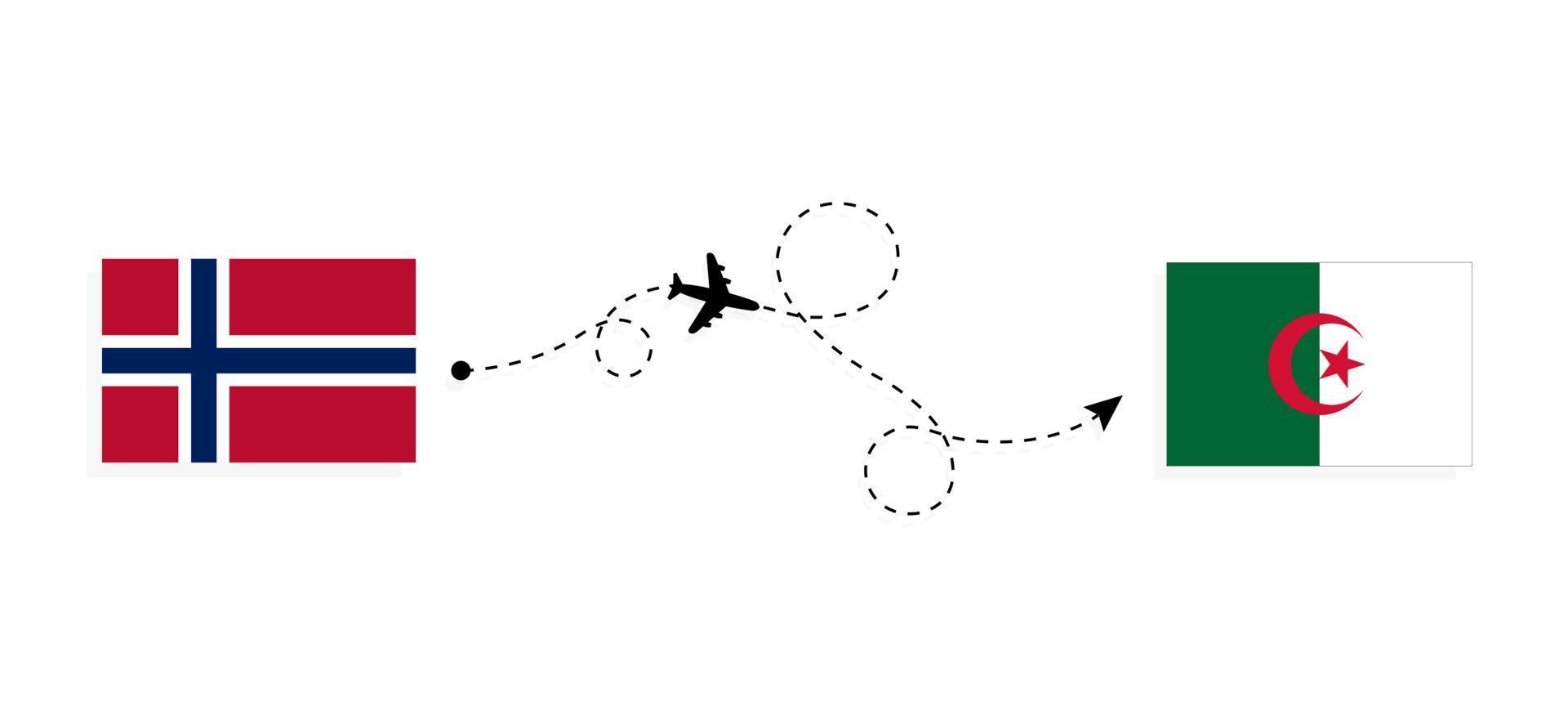 vuelo y viaje de noruega a argelia por concepto de viaje en avión de pasajeros vector