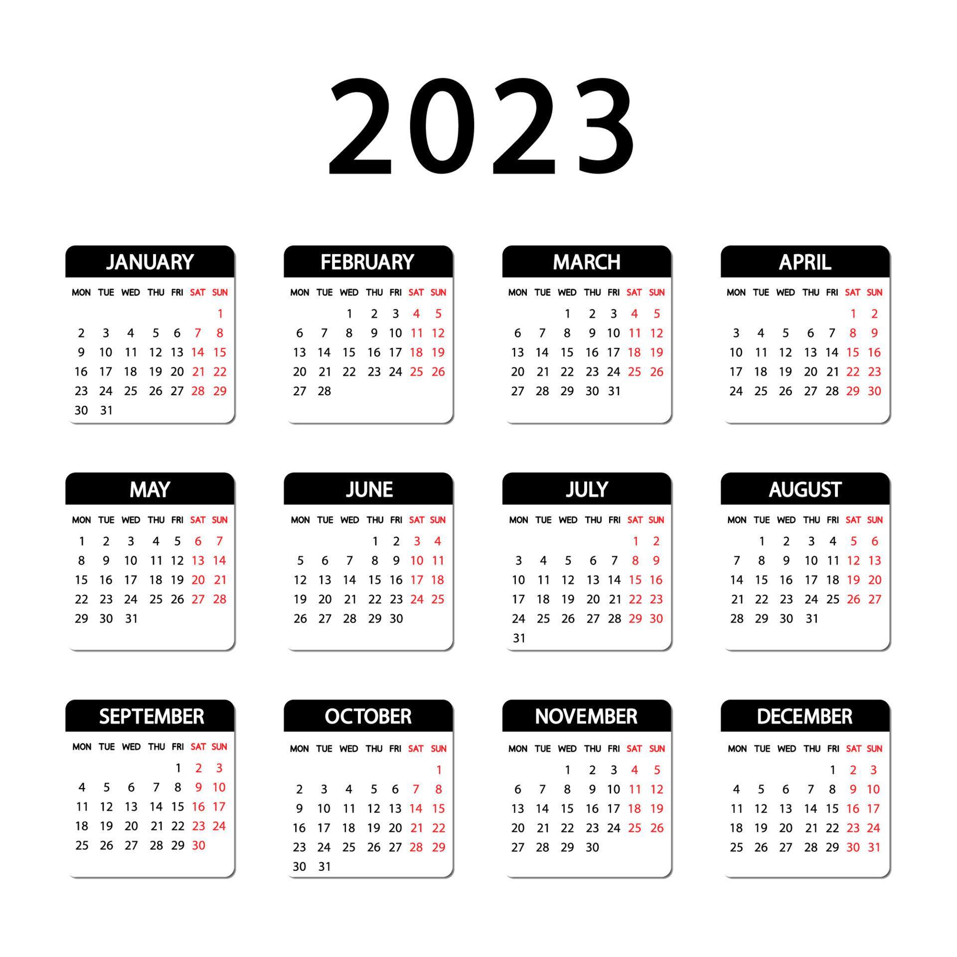 Ffcc Calendrier 2023 Calendar 2023 Year. The Week Starts Monday. Annual Russian Calendar 2023  Template 5127617 Vector Art At Vecteezy