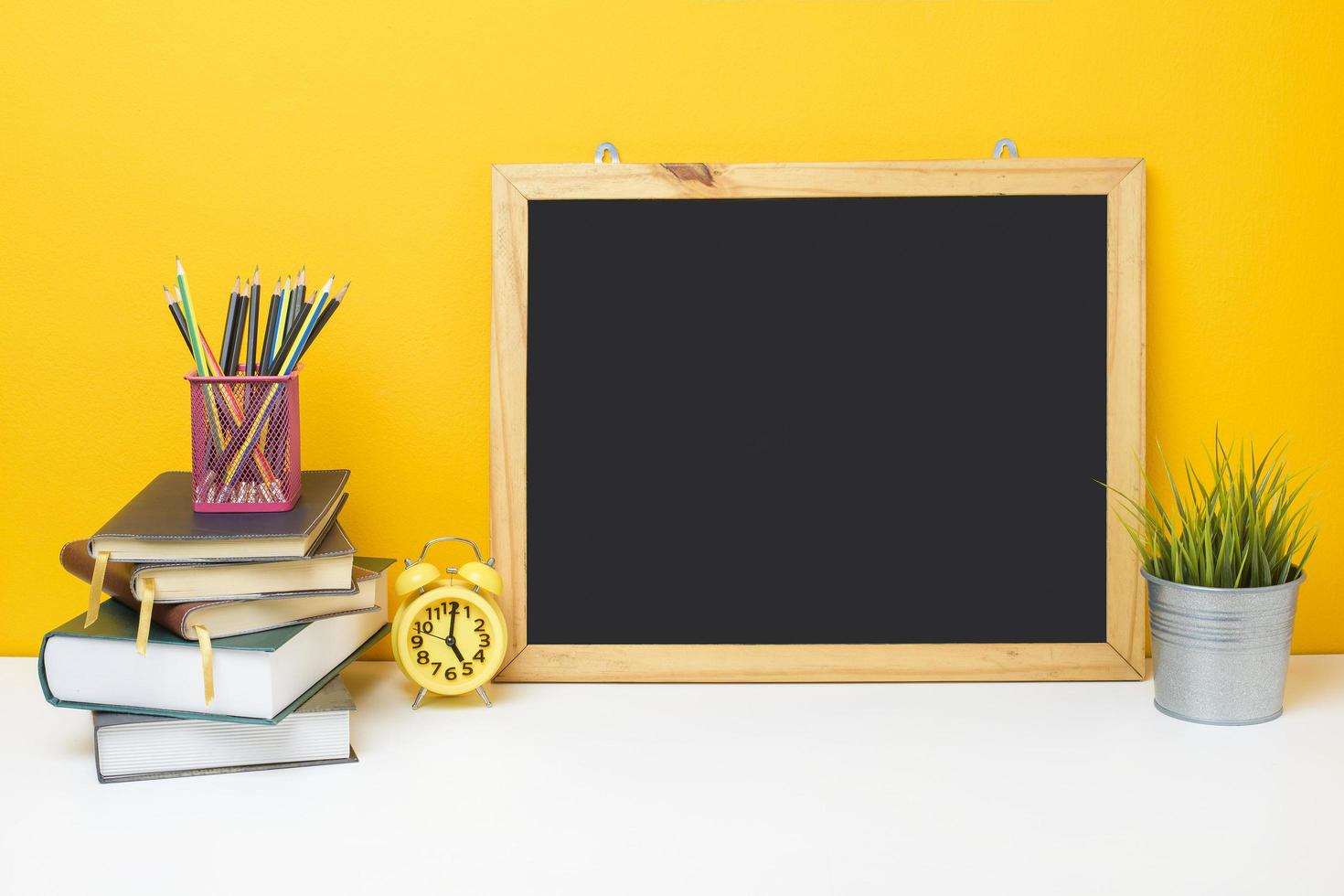 School equipment on yellow background, Education background concept School equipment on yellow background, Education background concept photo