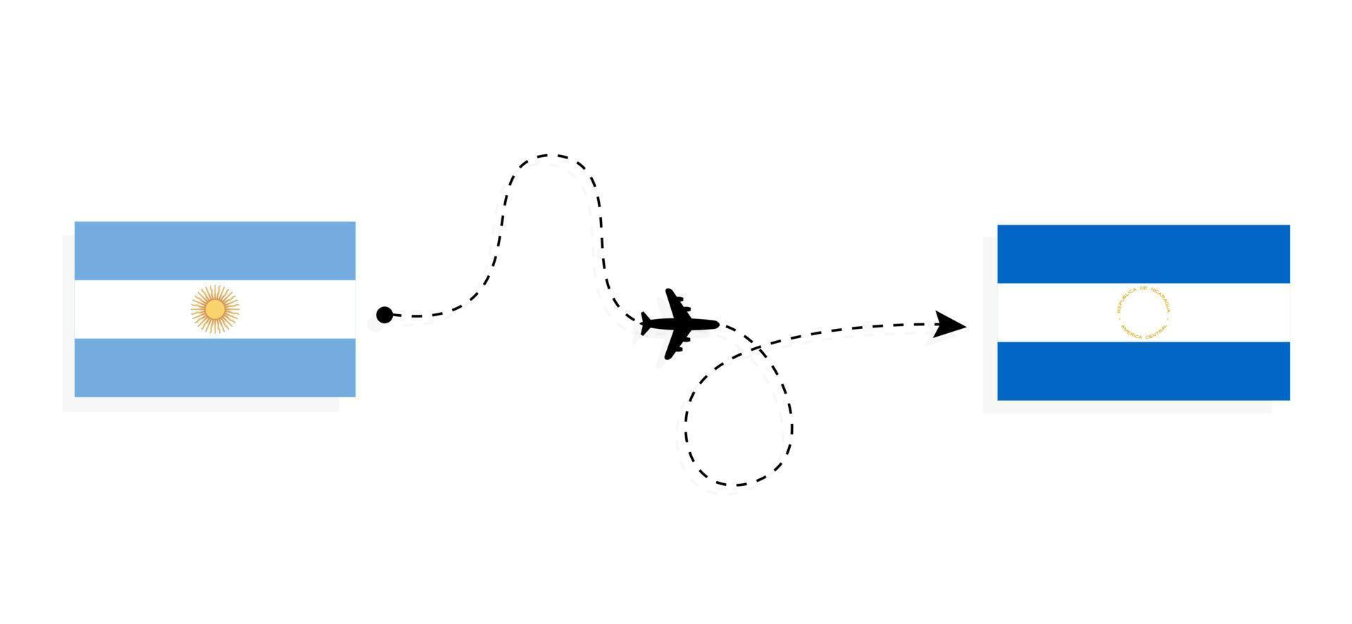 vuelo y viaje de argentina a nicaragua por concepto de viaje en avión de pasajeros vector