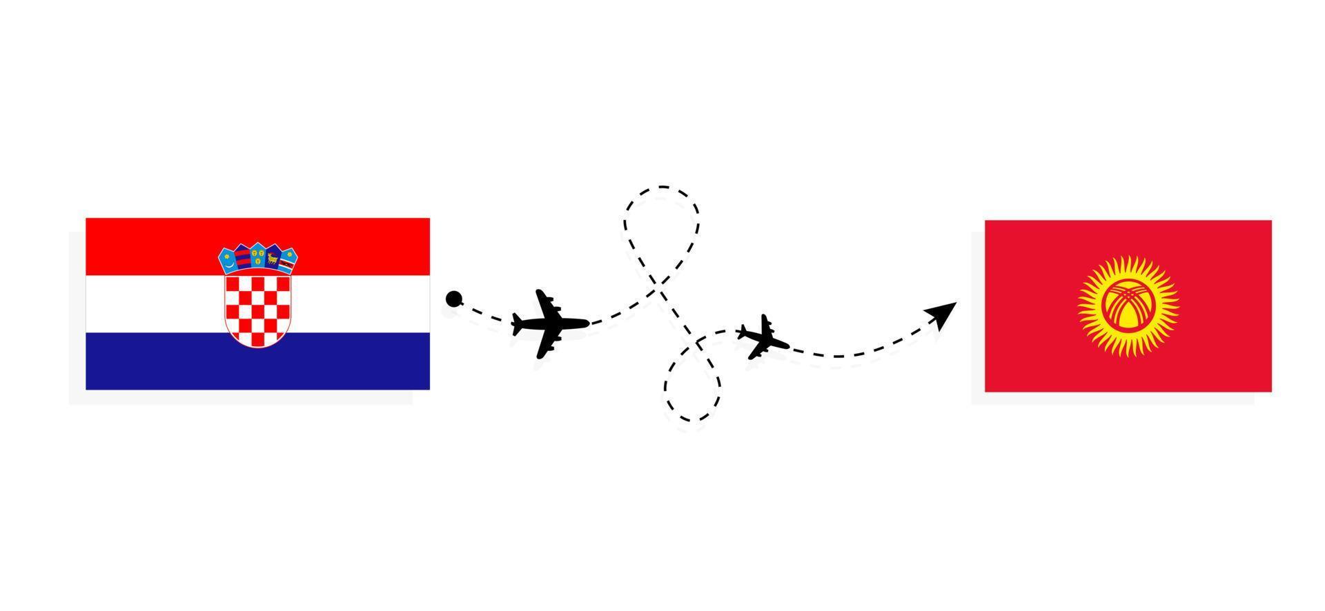 Flight and travel from Croatia to Kyrgyzstan by passenger airplane Travel concept vector