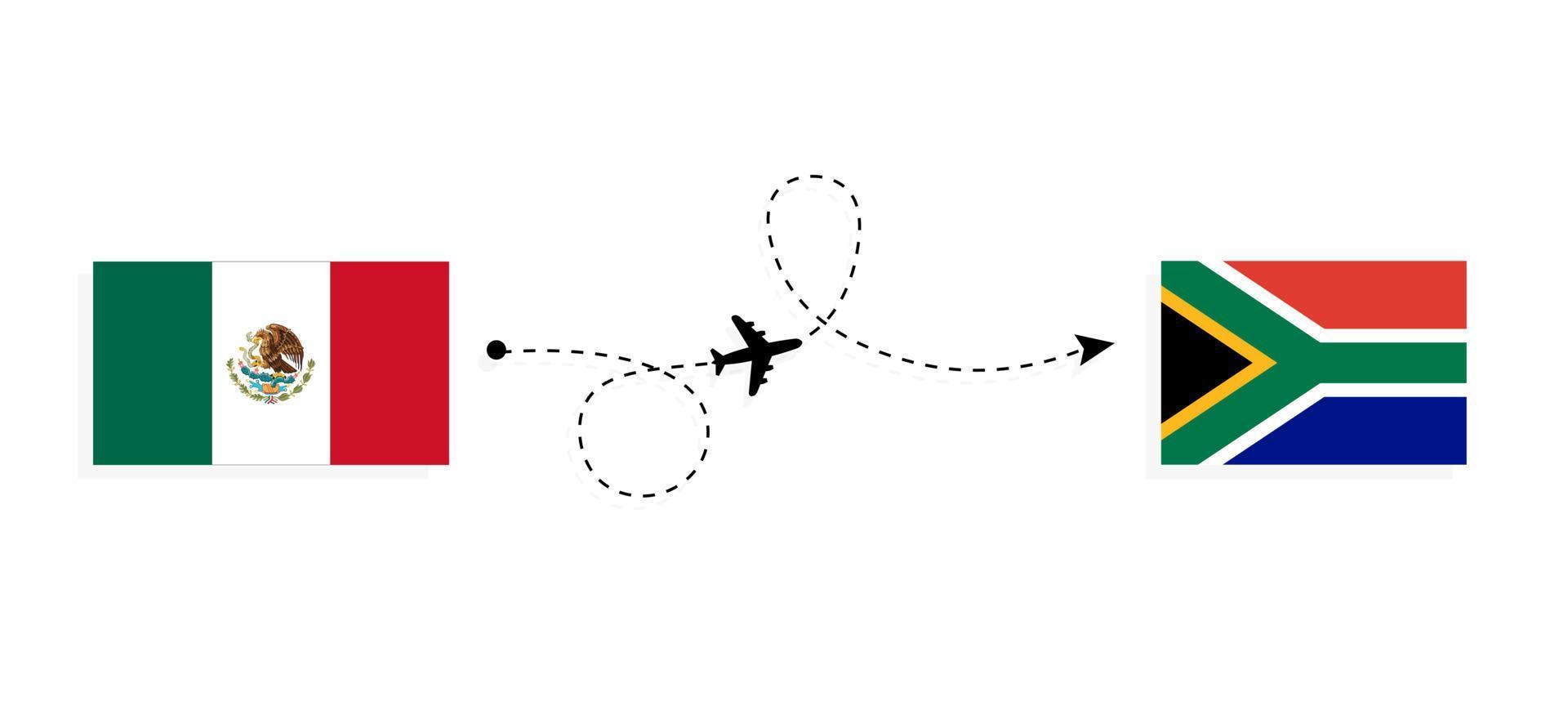 vuelo y viaje de méxico a sudáfrica por concepto de viaje en avión de pasajeros vector