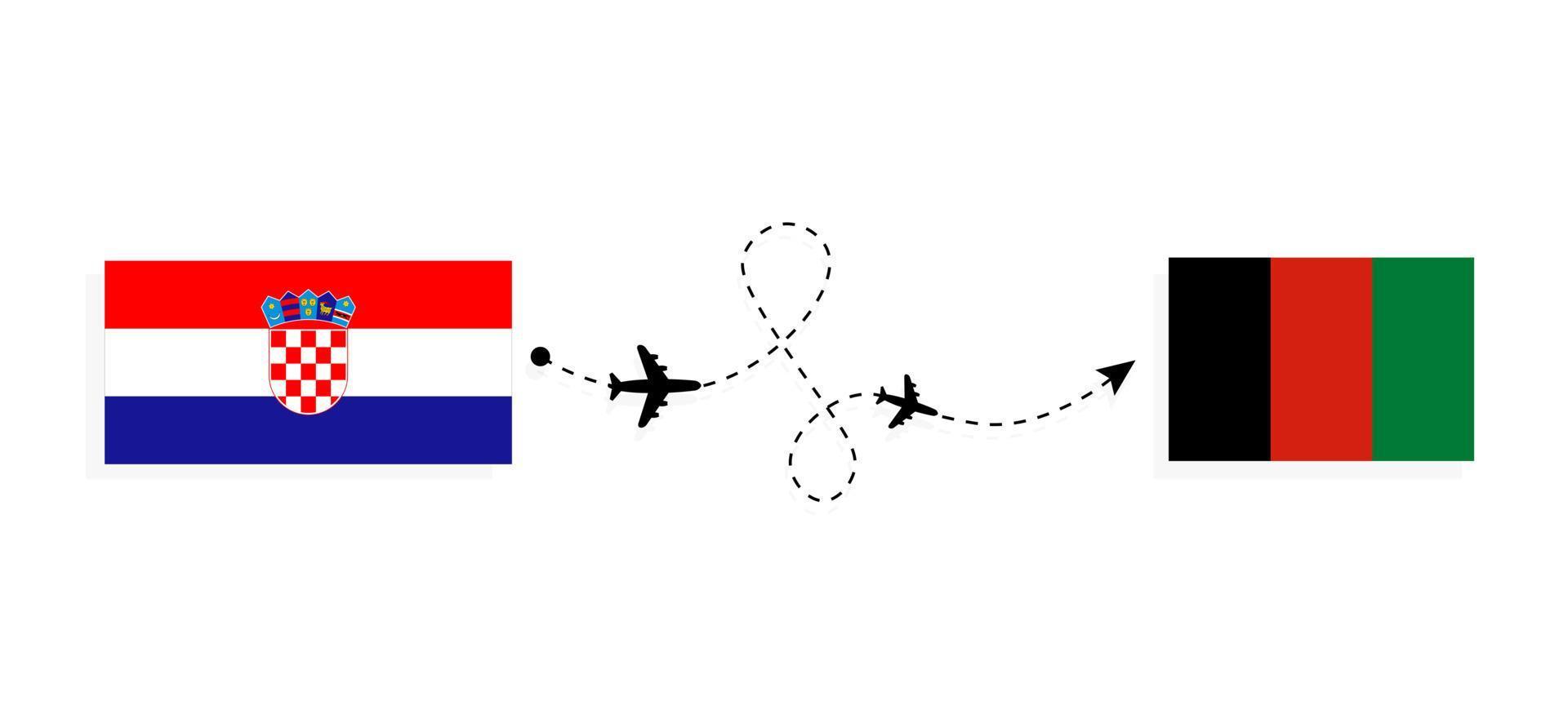 vuelo y viaje de croacia a afganistán por concepto de viaje en avión de pasajeros vector