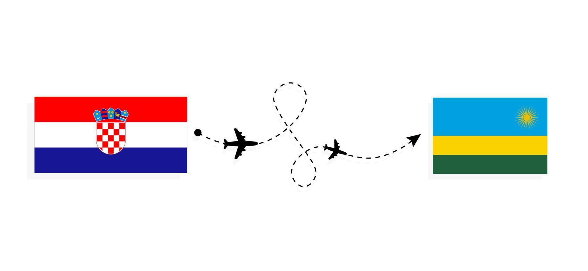 Flight and travel from Croatia to Rwanda by passenger airplane Travel concept vector