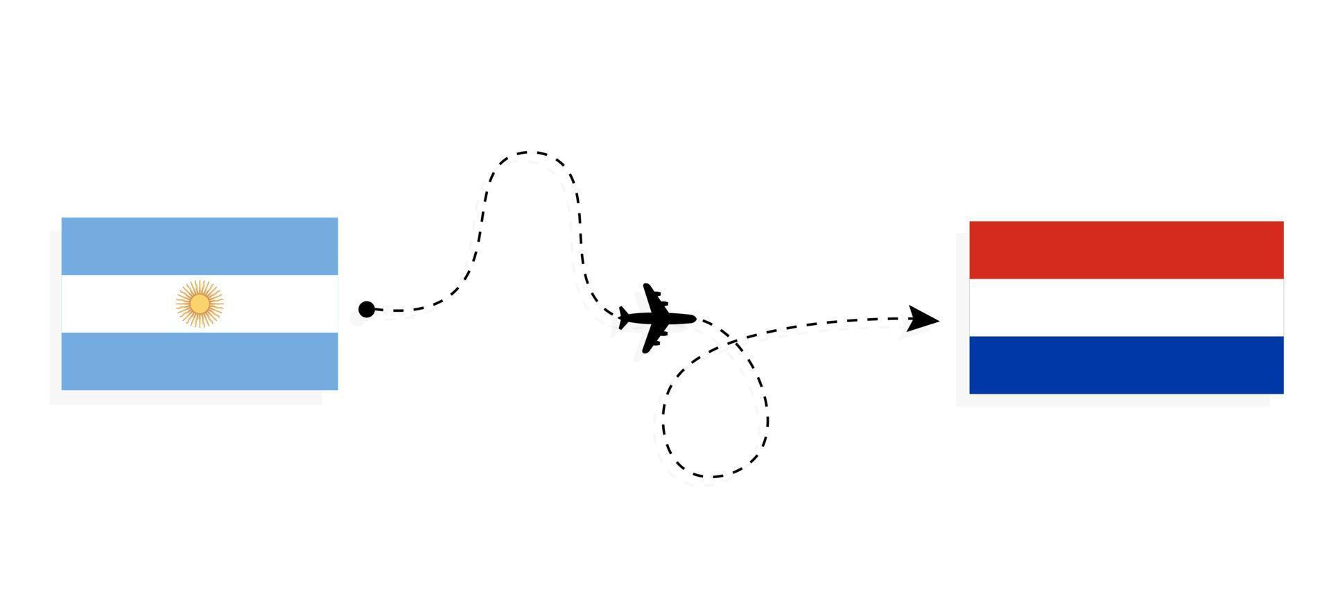 Flight and travel from Argentina to Paraguay by passenger airplane Travel concept vector