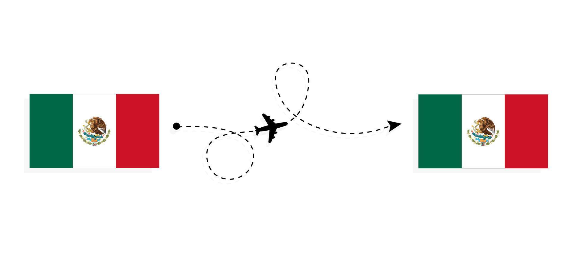 Flight and travel from Mexico to Mexico by passenger airplane Travel concept vector