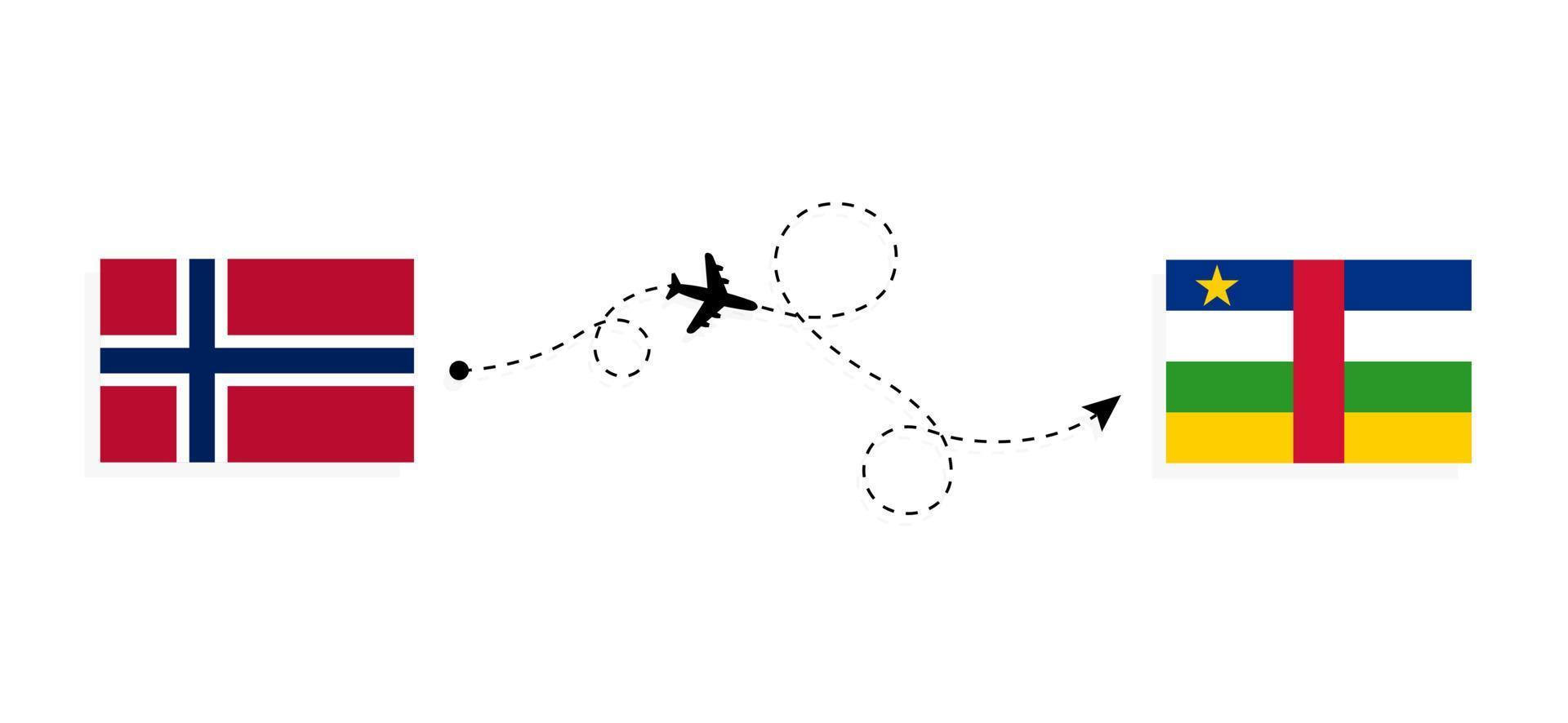 vuelo y viaje desde noruega a la república centroafricana por concepto de viaje en avión de pasajeros vector