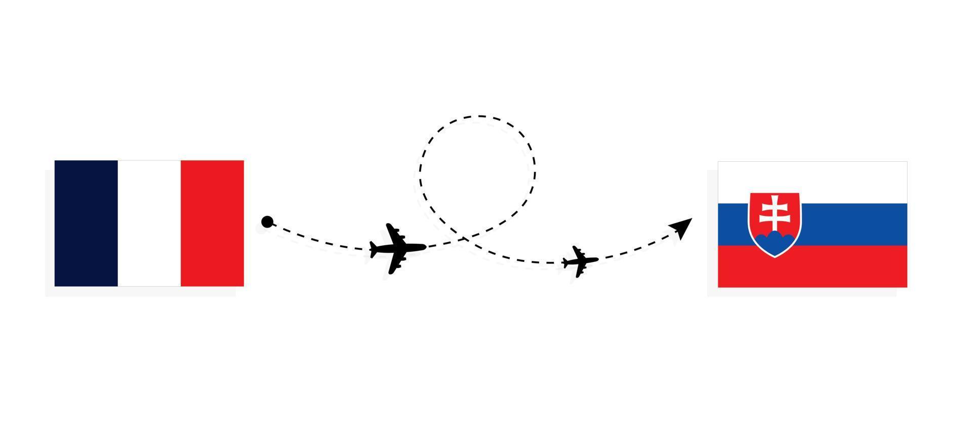 Flight and travel from France to Slovakia by passenger airplane Travel concept vector