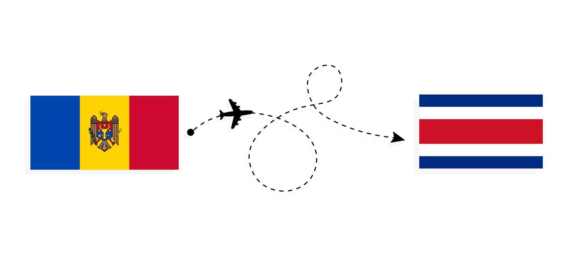 Flight and travel from Moldova to Costa Rica by passenger airplane Travel concept vector