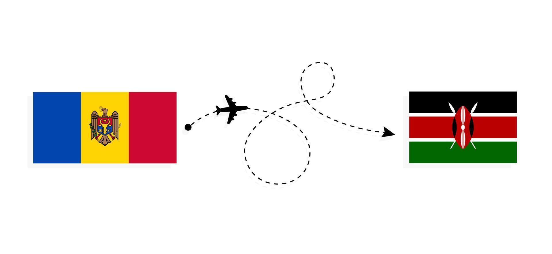 vuelo y viaje de moldavia a kenia por concepto de viaje en avión de pasajeros vector