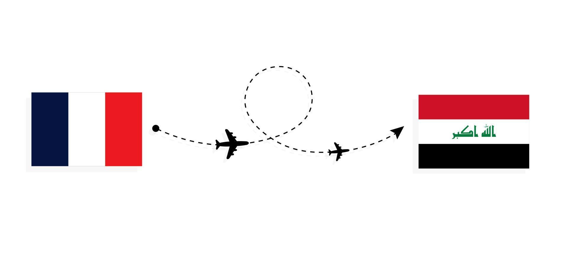 vuelo y viaje de francia a irak por concepto de viaje en avión de pasajeros vector