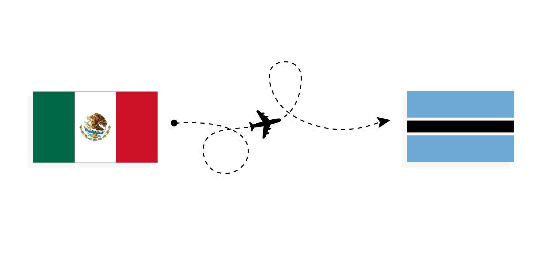 vuelo y viaje de méxico a botswana por concepto de viaje en avión de pasajeros vector