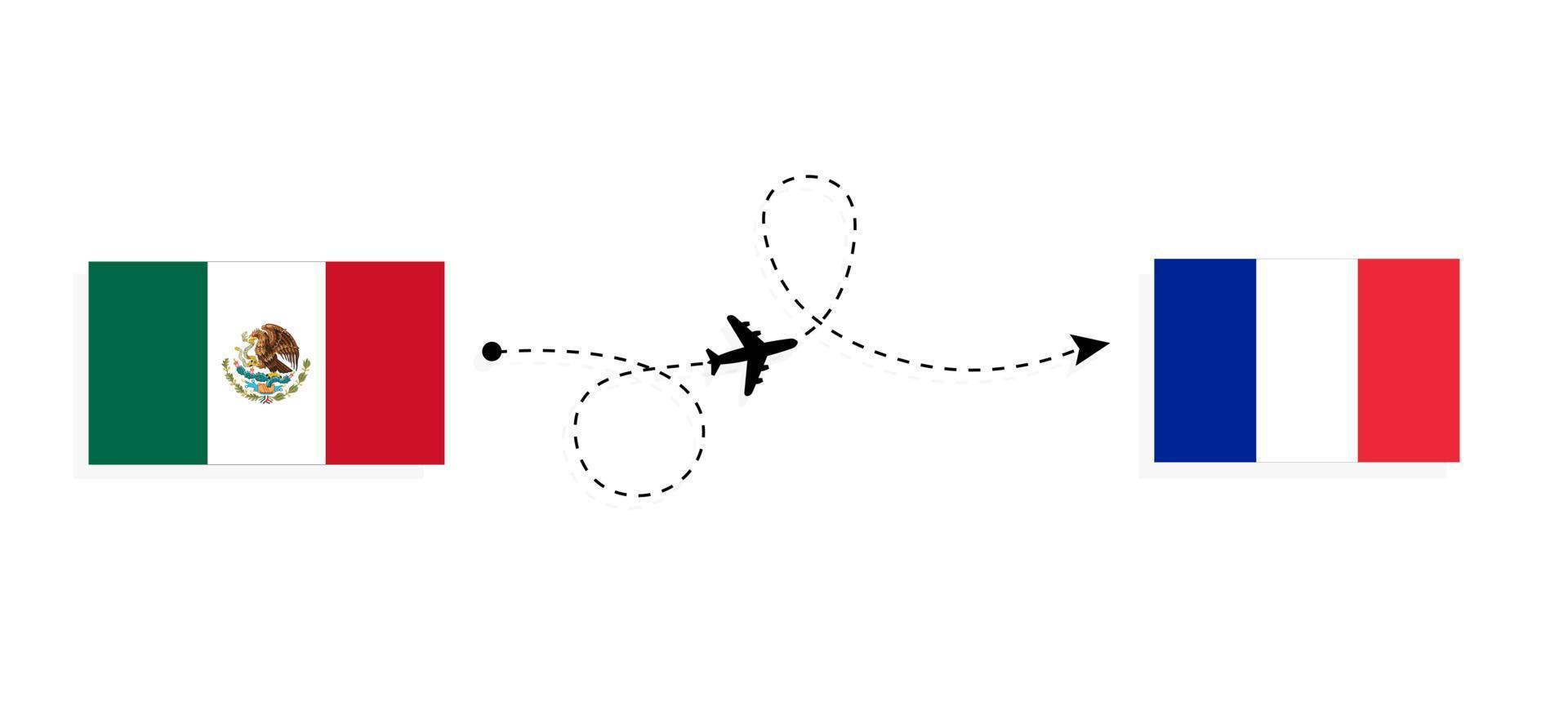 vuelo y viaje de méxico a francia por concepto de viaje en avión de pasajeros vector